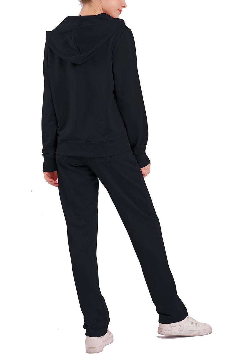 Facitisu Womens Jogging Suits Sets Outfits Sweatsuits 2 Piece Sweatshirt & Sweatpants Full Zip Hoodie Tracksuits Black XL - Image 3